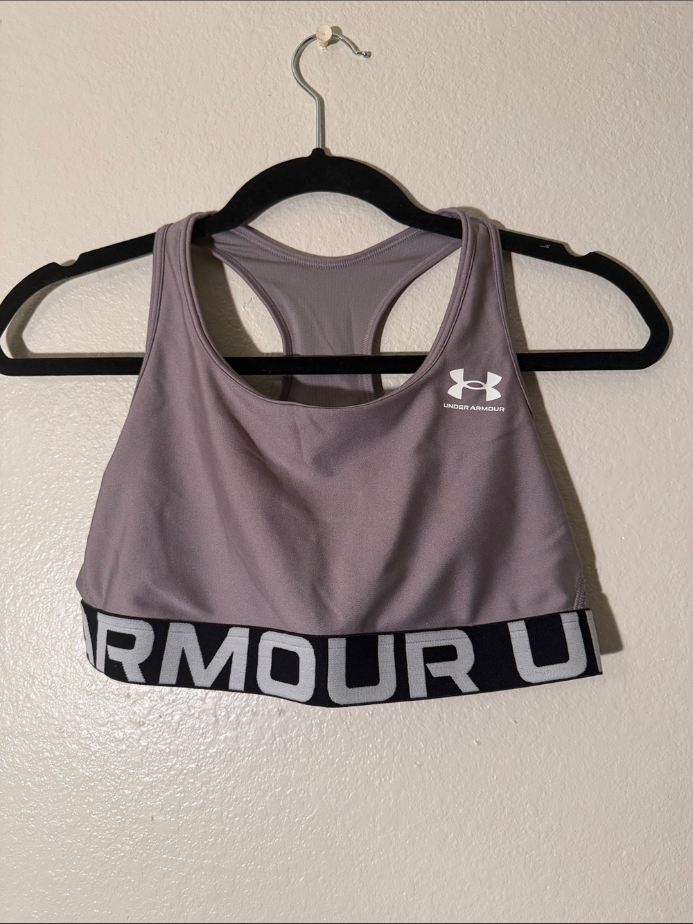 Under Armour Mauve Racerback Sports Bra with Black Branded Band